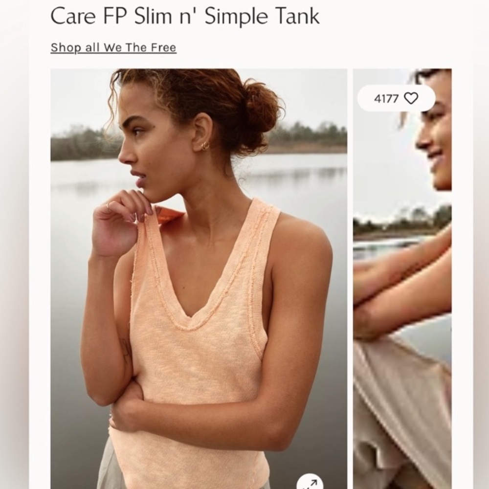 Free People- We the Free- Care FP Slim n’ Simple tank top Size Large S58